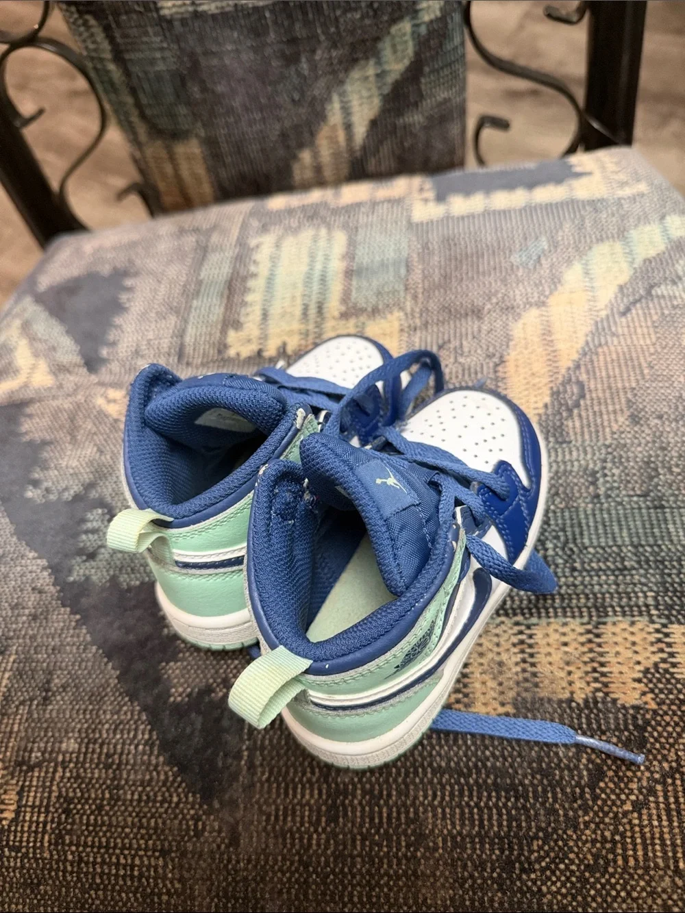 Jordan Toddler High-Top Sneakers in Blue, White, and Light Green
